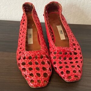 Miista Red Woven Women's Block Heels